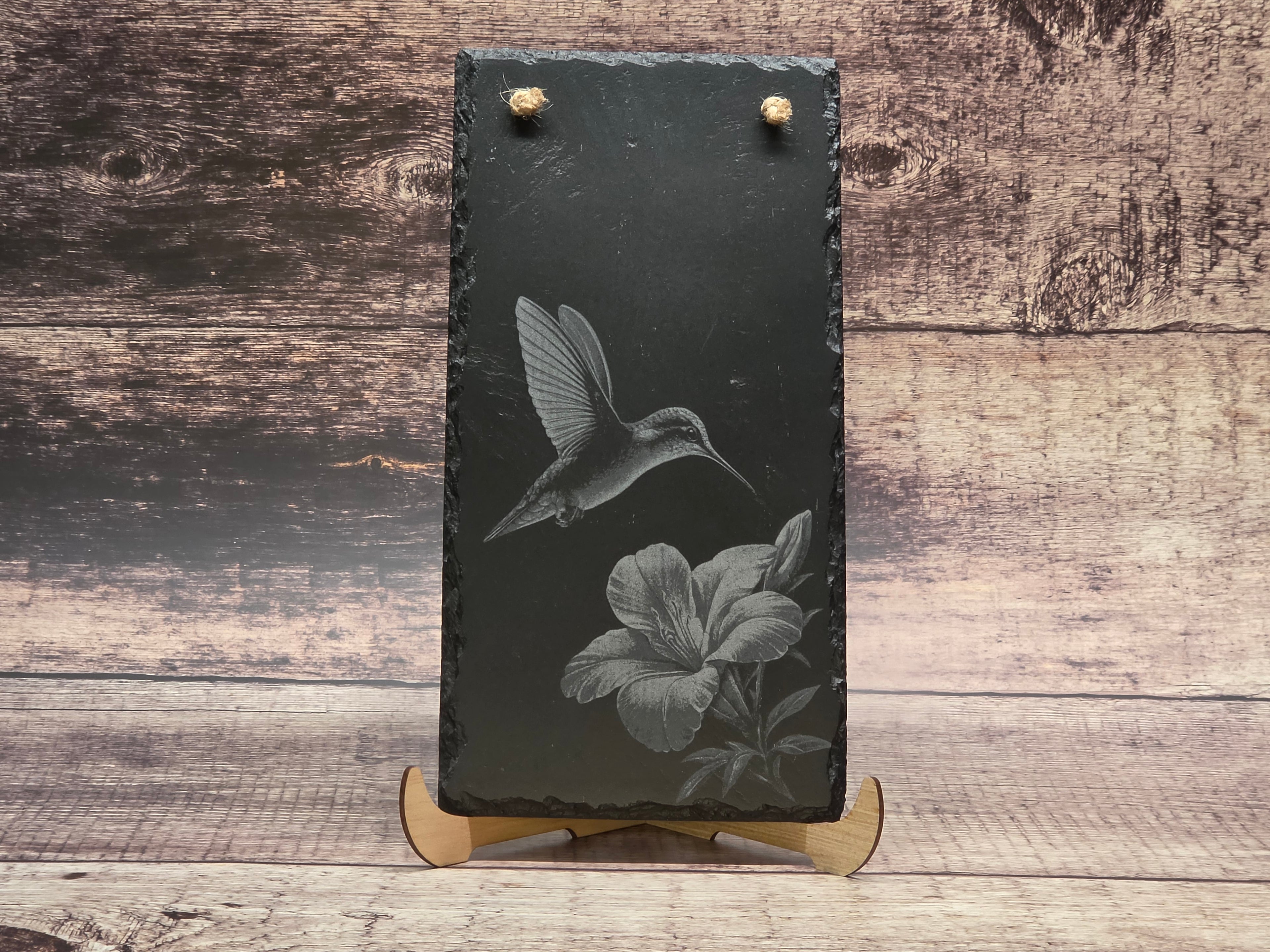 Laser Engraved Hummingbird on Slate