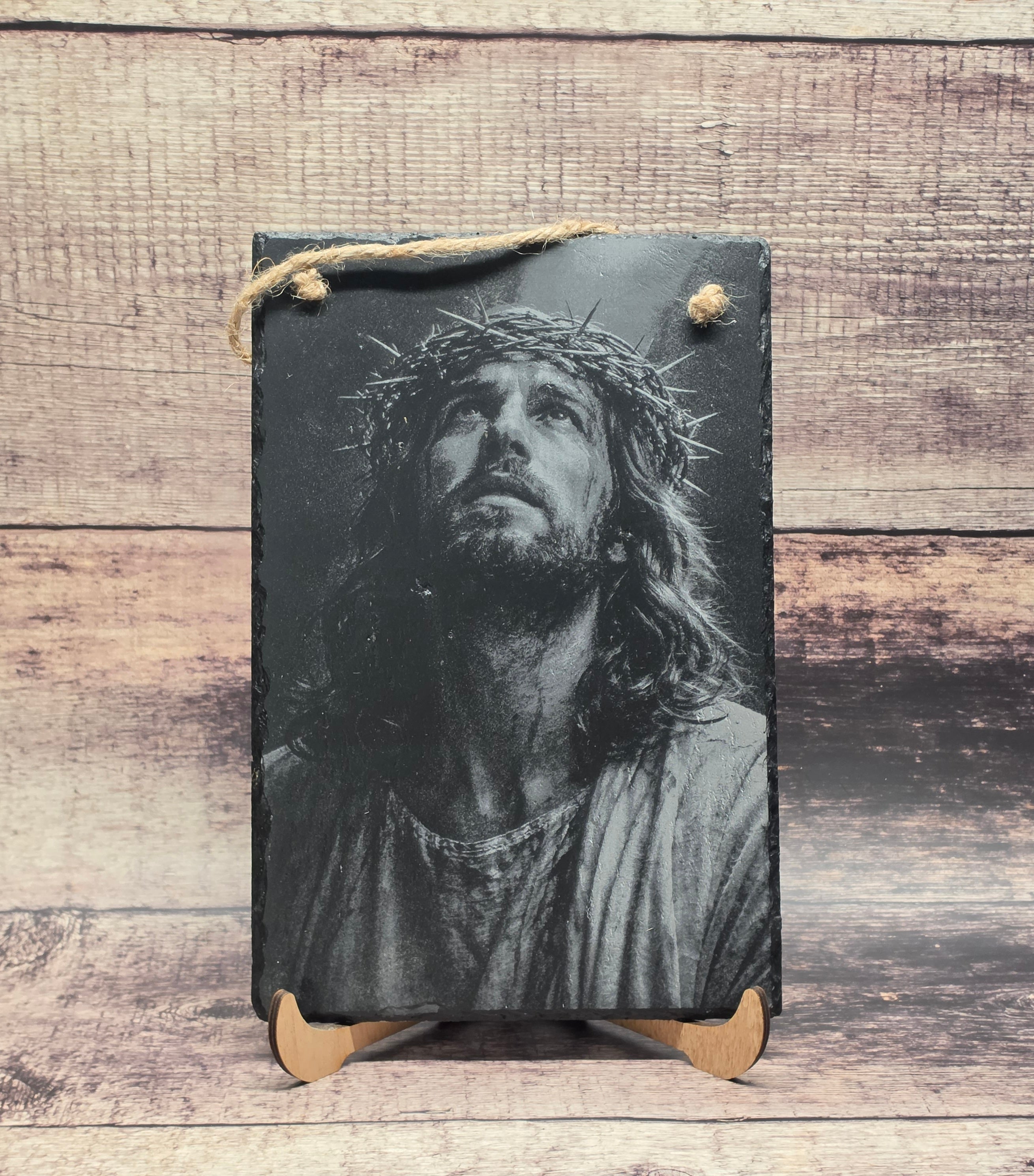 Jesus Crown of Thorns Portrait on Slate