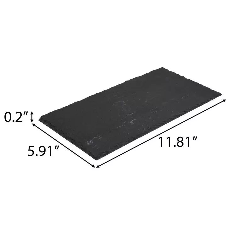 Size reference of personalized slate pet memorial stone. Dimensions are 5.91 inches by 11.81 inches.