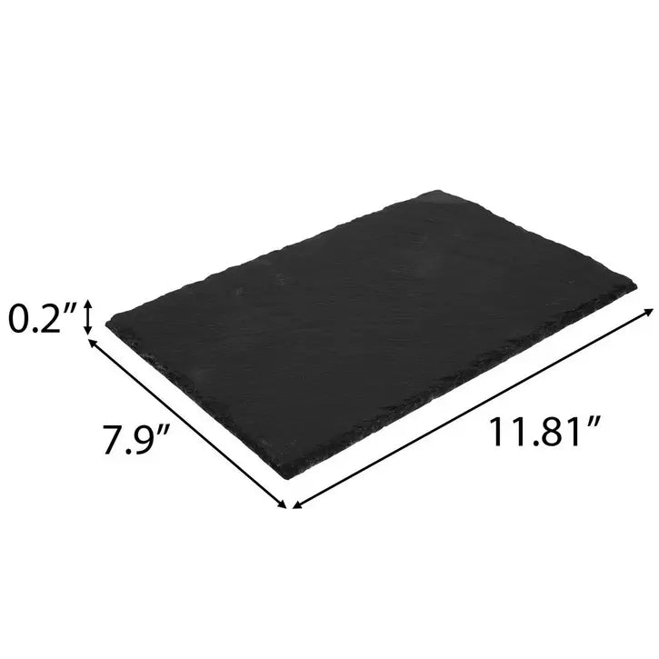 Size reference of personalized slate pet memorial stone. Dimensions are 7.9 inches by 11.81 inches.